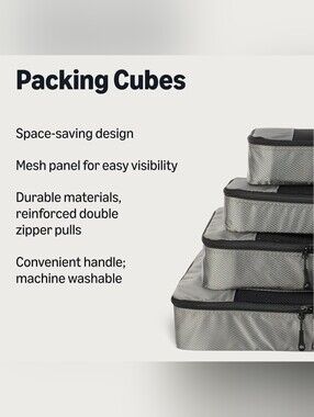 Travel Packing Cube Bags 4 Bags Amazon Basics New Luggage Bags Gray